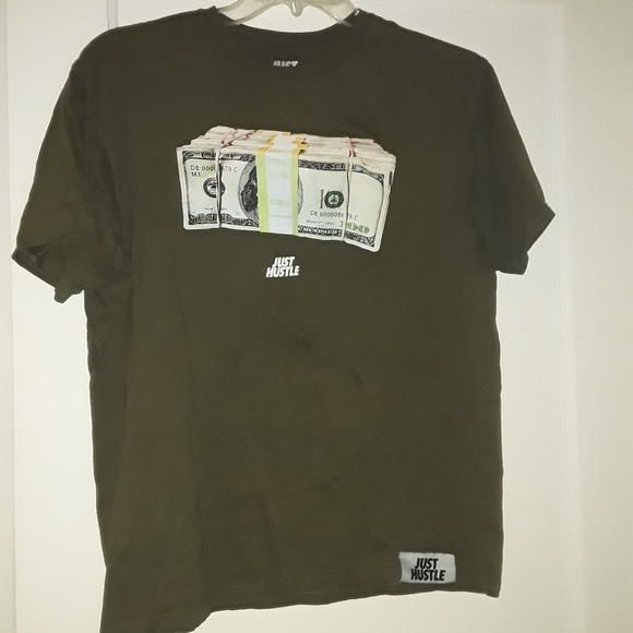 Just Hustle Olive Green T shirt Large - Picture 1 of 3